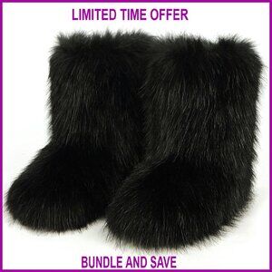 Faux Fur Mid Calf Snow Boots, Non-Slip Sole, Winter Warmth, Slip-On Style